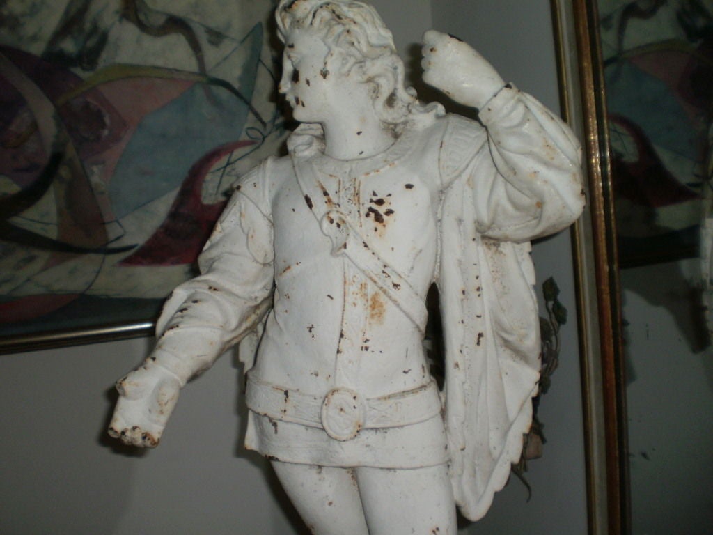 Northern Renaissance Antique Cast Iron Garden Statue of a Cavalier