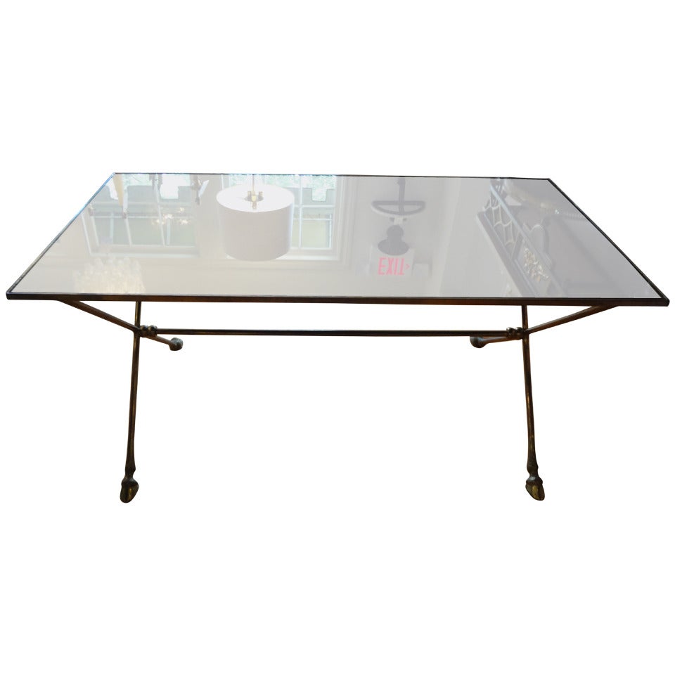 French Maison Baguès Style Bronze Cocktail Table With Mirrored Top