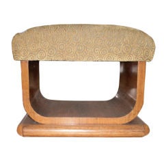 French Art Deco Walnut U-Shaped Bench Or Ottoman