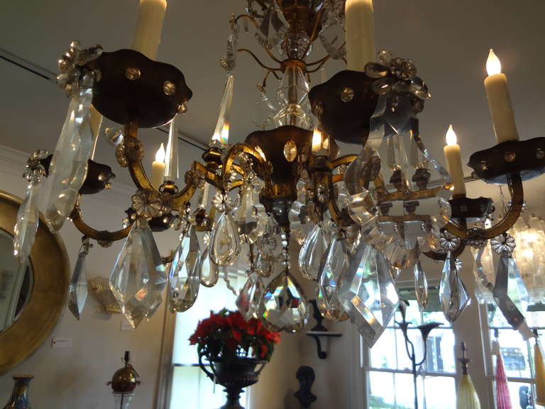 Metà XX secolo Lampadario di cristallo francese attribuito alla Maison Baguès in vendita