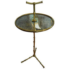 French Maison Bagues Style Bronze Gueridon With Mirrored Top