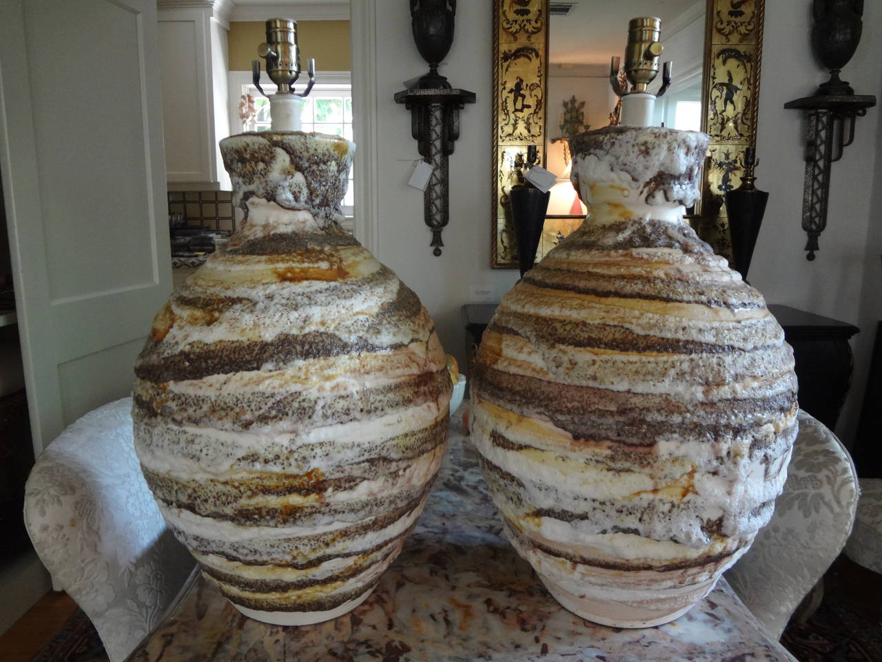 Pair of Large-Scale Italian Ceramic Table Lamps 1