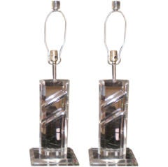 Pair Of Mid-Century Modern Lucite Table Lamps