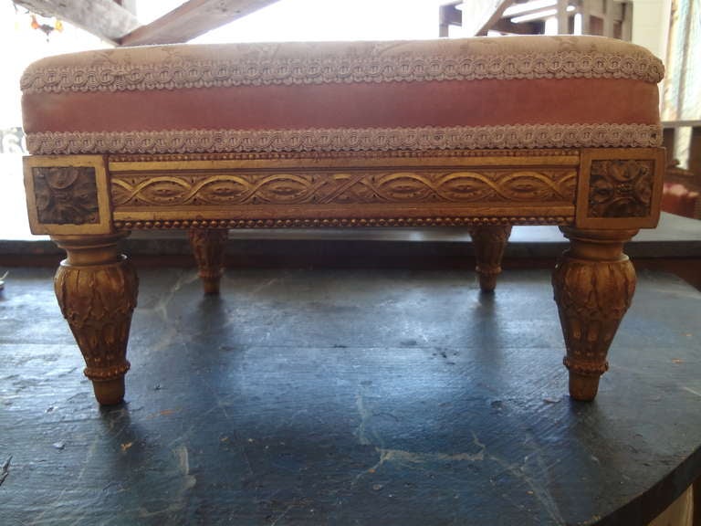 19th Century French Louis XVI Style Gilt Wood Foot Stool