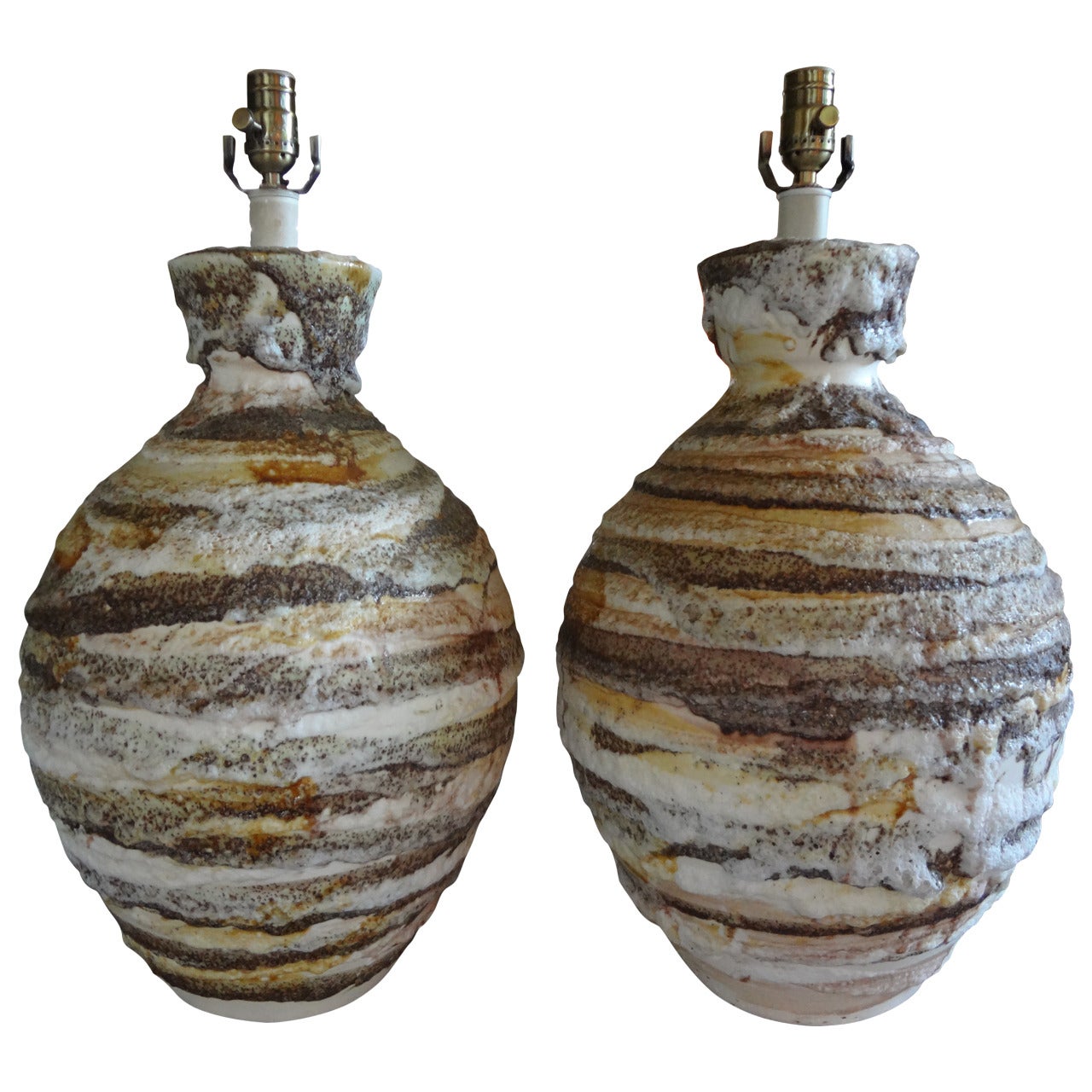 Pair of Large-Scale Italian Ceramic Table Lamps