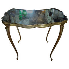 French Directoire Style Bronze Gueridon with Mirrored Top by Baguès