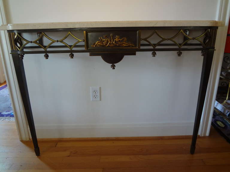 Stunning French Neoclassical Bronze Console Table with Marble Top 6