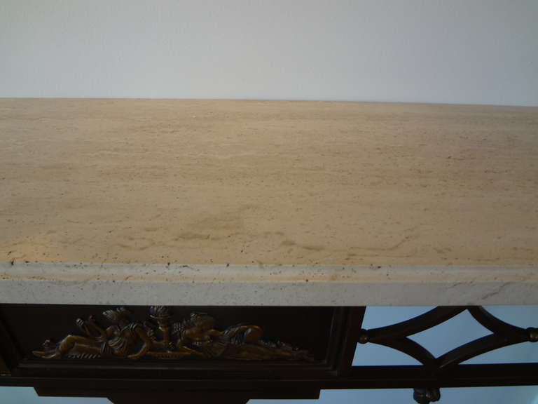 Stunning French Neoclassical Bronze Console Table with Marble Top 3