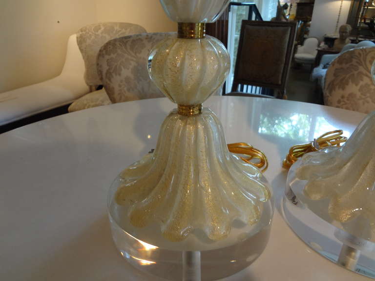 Italian Pair of Murano Glass Lamps