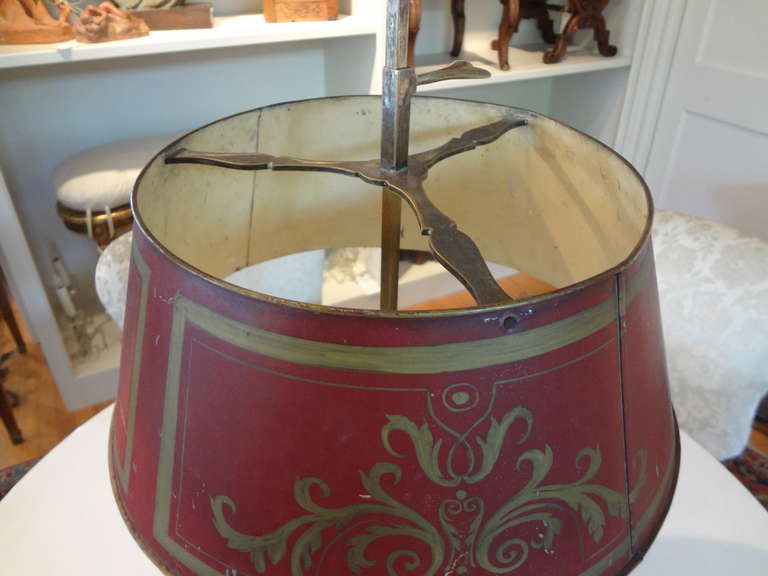 19th Century French Bronze and Tole Bouillotte Lamp 4