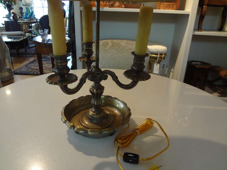 19th Century French Bronze and Tole Bouillotte Lamp 5