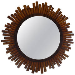 Mid Century Modern Split Bamboo Sunburst Mirror