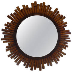  Mid Century Modern Split Bamboo Sunburst Mirror