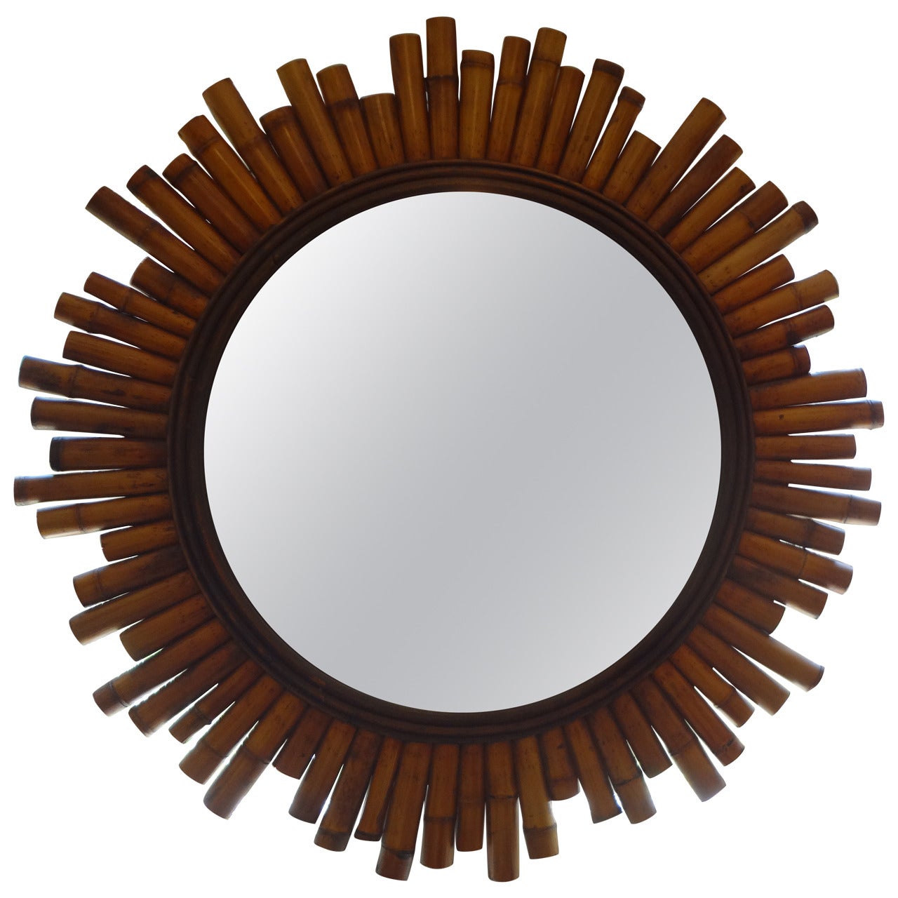  Mid Century Modern Split Bamboo Sunburst Mirror
