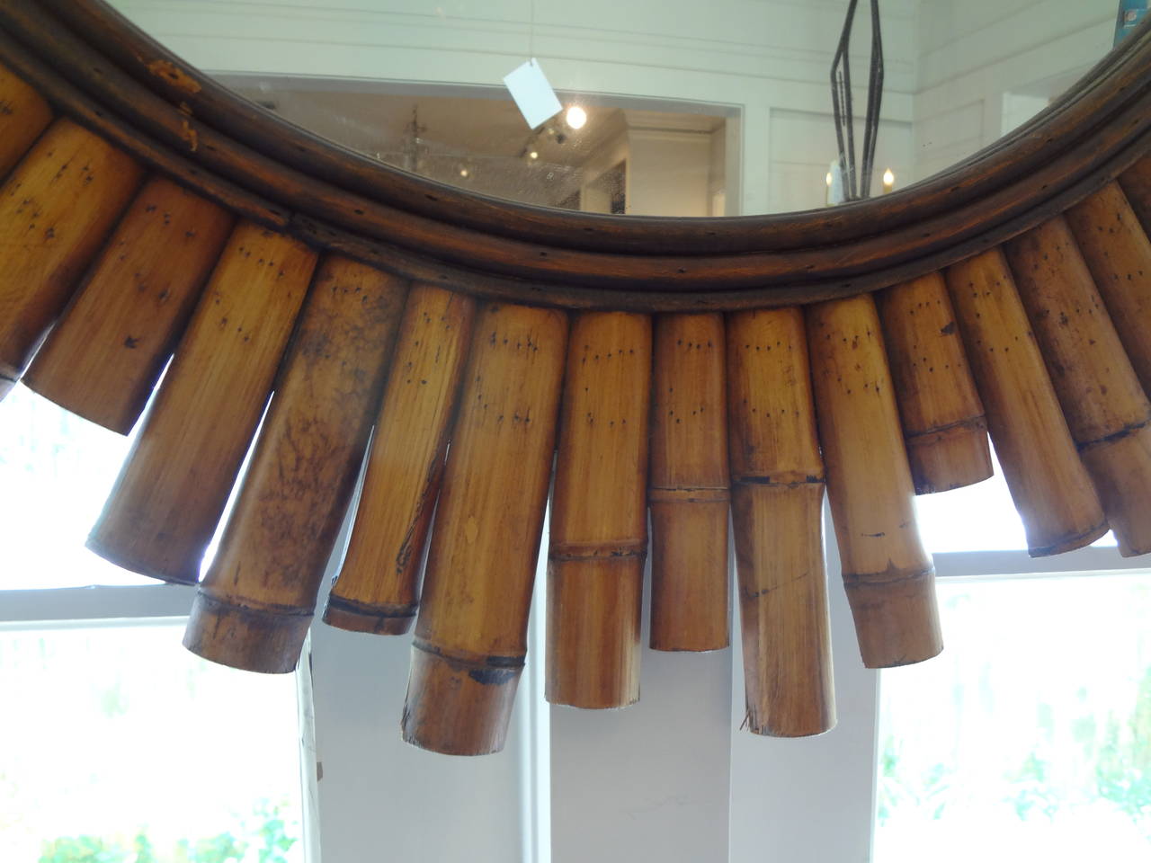 Mid-Century Modern  Mid Century Modern Split Bamboo Sunburst Mirror
