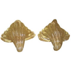 Pair Of Chic Murano Venini Style Shell Sconces