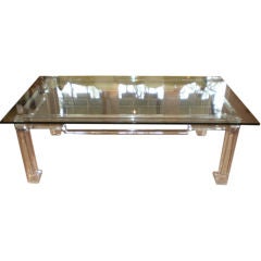 Glamorous Signed Acrylic Cocktail Table With Glass Top