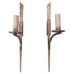 Pair of French Bronze Sconces in the Style of Felix Agostini