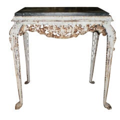 Vintage French Cast Iron Garden Table With Marble Top