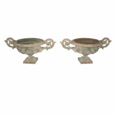 Great Pair Of French Iron Garden Urns