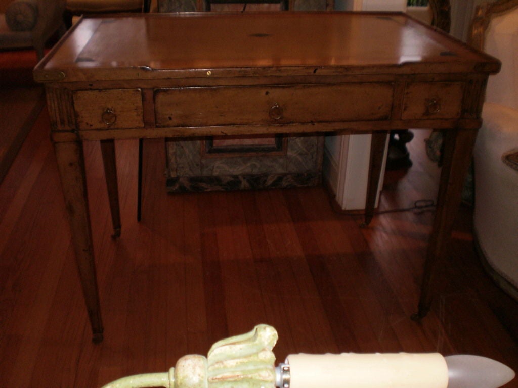 Period Empire Triple Drawered Walnut Desk With Leather Top