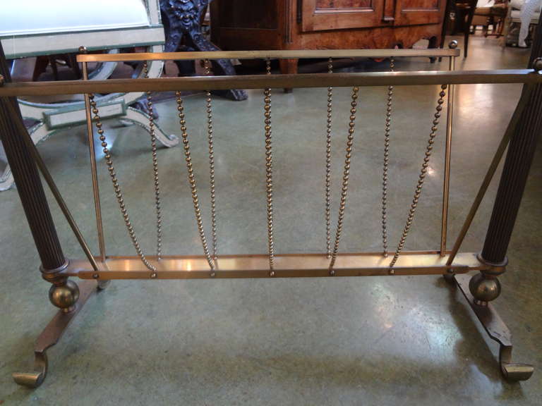 Mid-20th Century French Maison Bagues Style Bronze Console or Magazine Holder with Mirrored Top