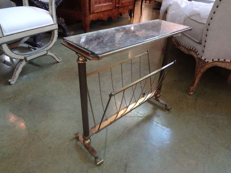French Maison Bagues Style Bronze Console or Magazine Holder with Mirrored Top 3