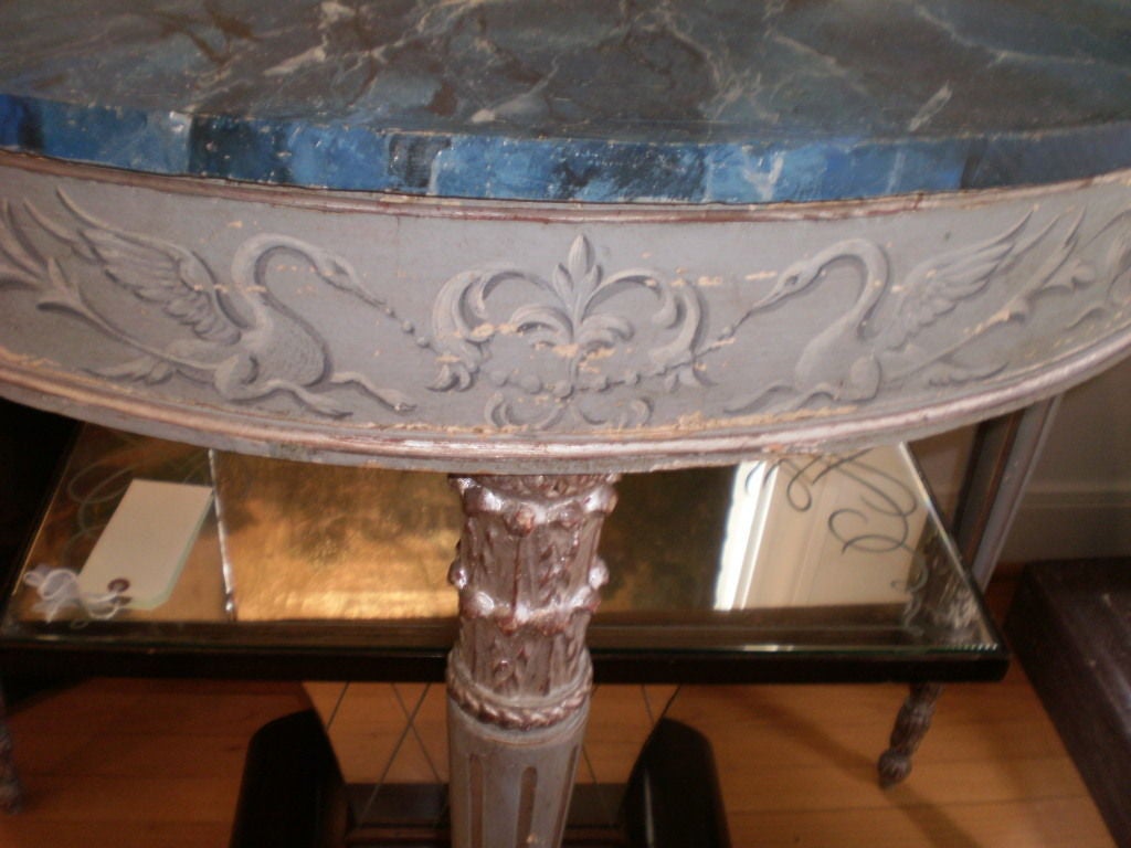 19th Century Antique Italian Neoclassical Style Painted and Silver Gilt Console Table For Sale