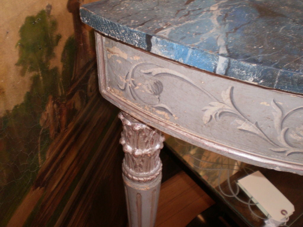 Wood Antique Italian Neoclassical Style Painted and Silver Gilt Console Table For Sale