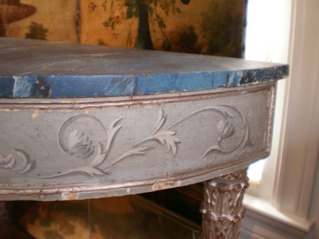 Italian Painted and Silver Gilt Console Table For Sale 2