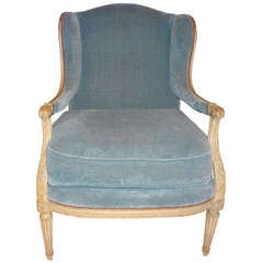 Unusual 19th Century French Louis XVI style painted bergere