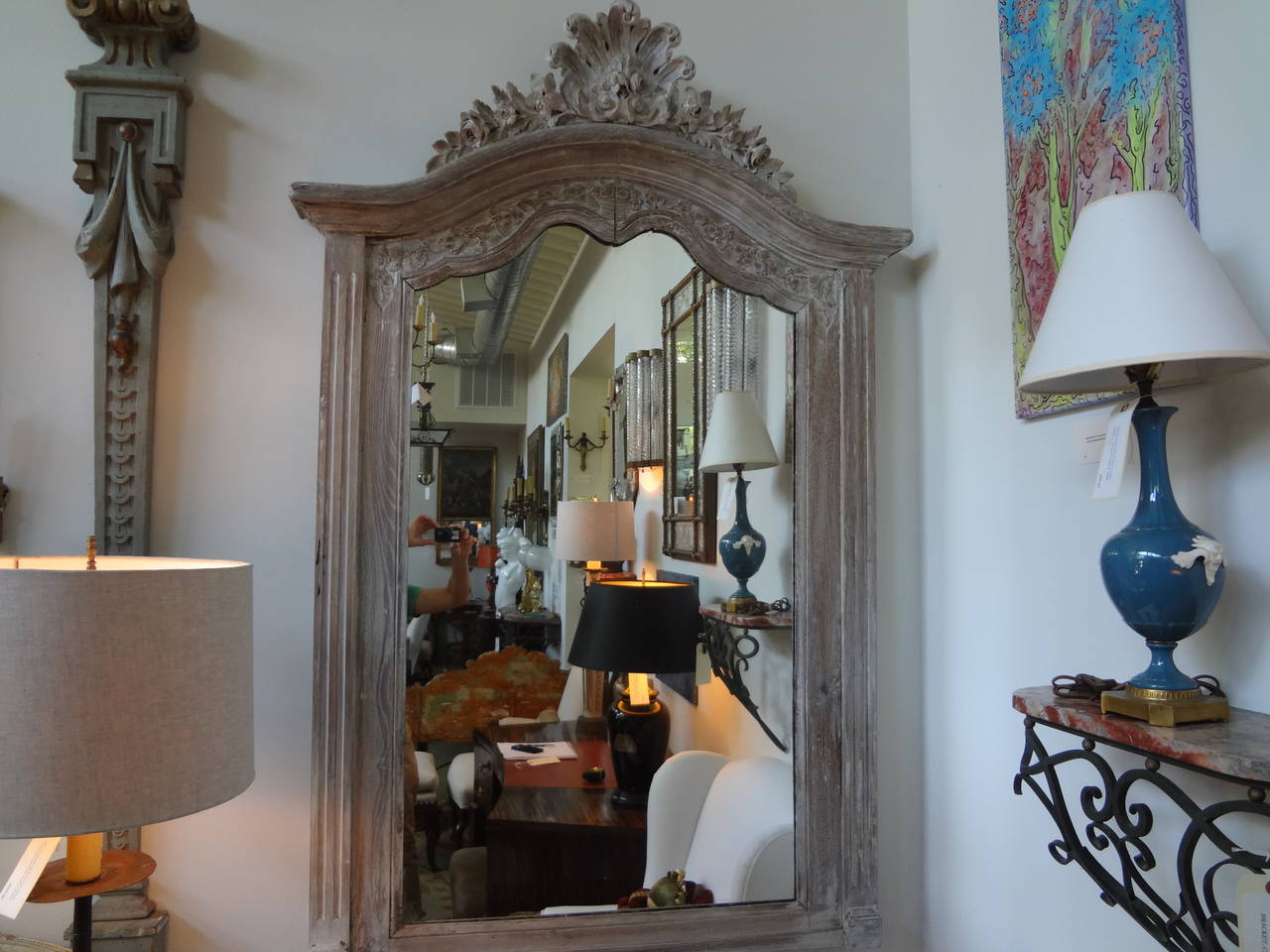 19th Century French Louis XV Style Painted Mirror 2