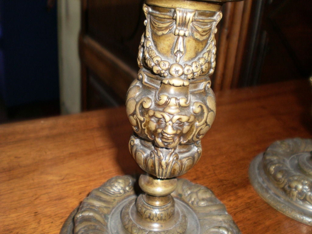 18th Century French Louis XIV Bronze Candlesticks or Candleholders In Good Condition For Sale In Houston, TX