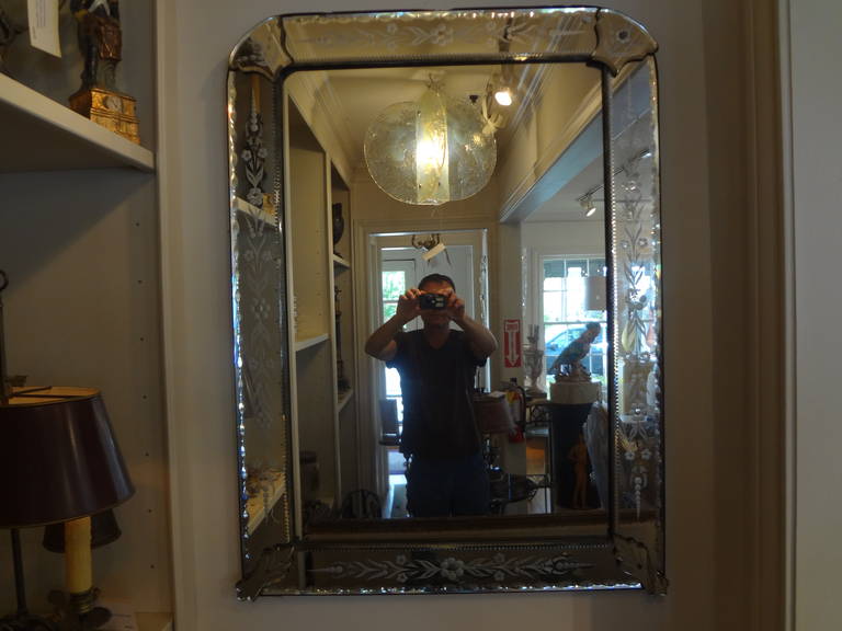Classic Etched Italian Venetian Mirror From The 40's