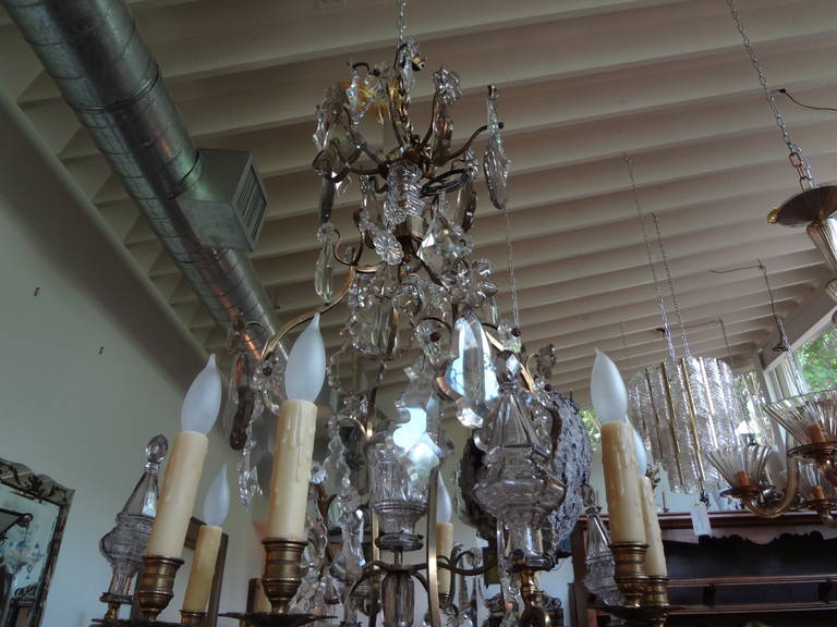 Antique French Baccarat Style Bronze and Crystal Chandelier For Sale 5