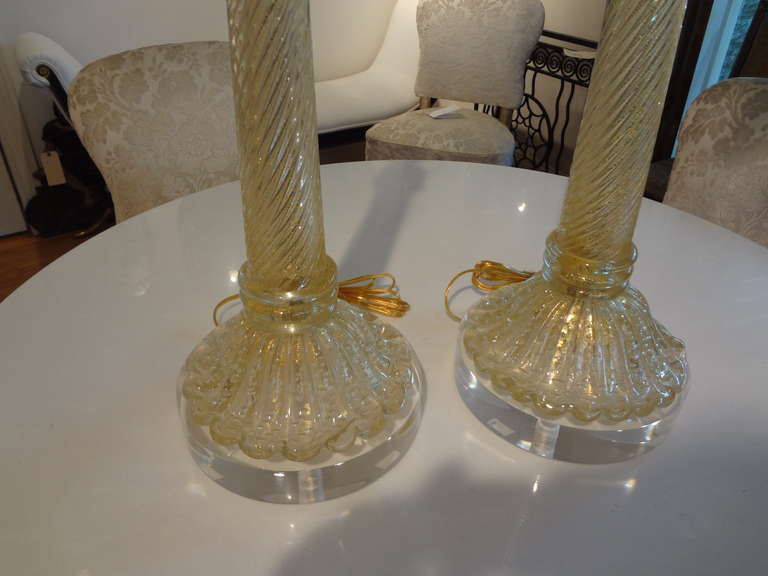 Mid-20th Century Pair of Murano Glass Lamps