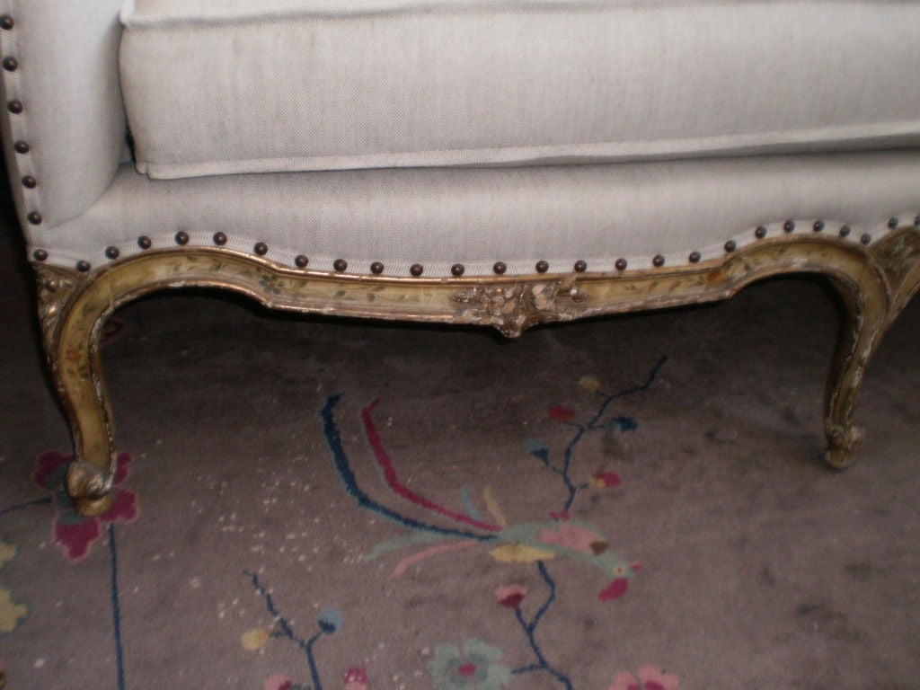 Lovely 19th Century Venetian Sofa/Loveseat Newly Upholstered In Linen.