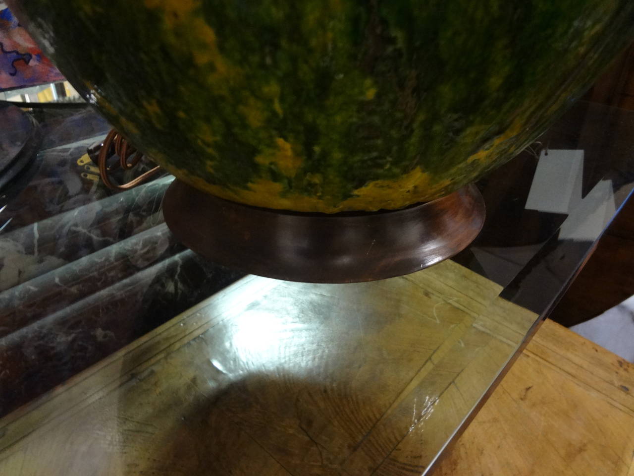 Mid-Century Modern Huge Mid Century Italian Drip Glaze Pottery Lamp