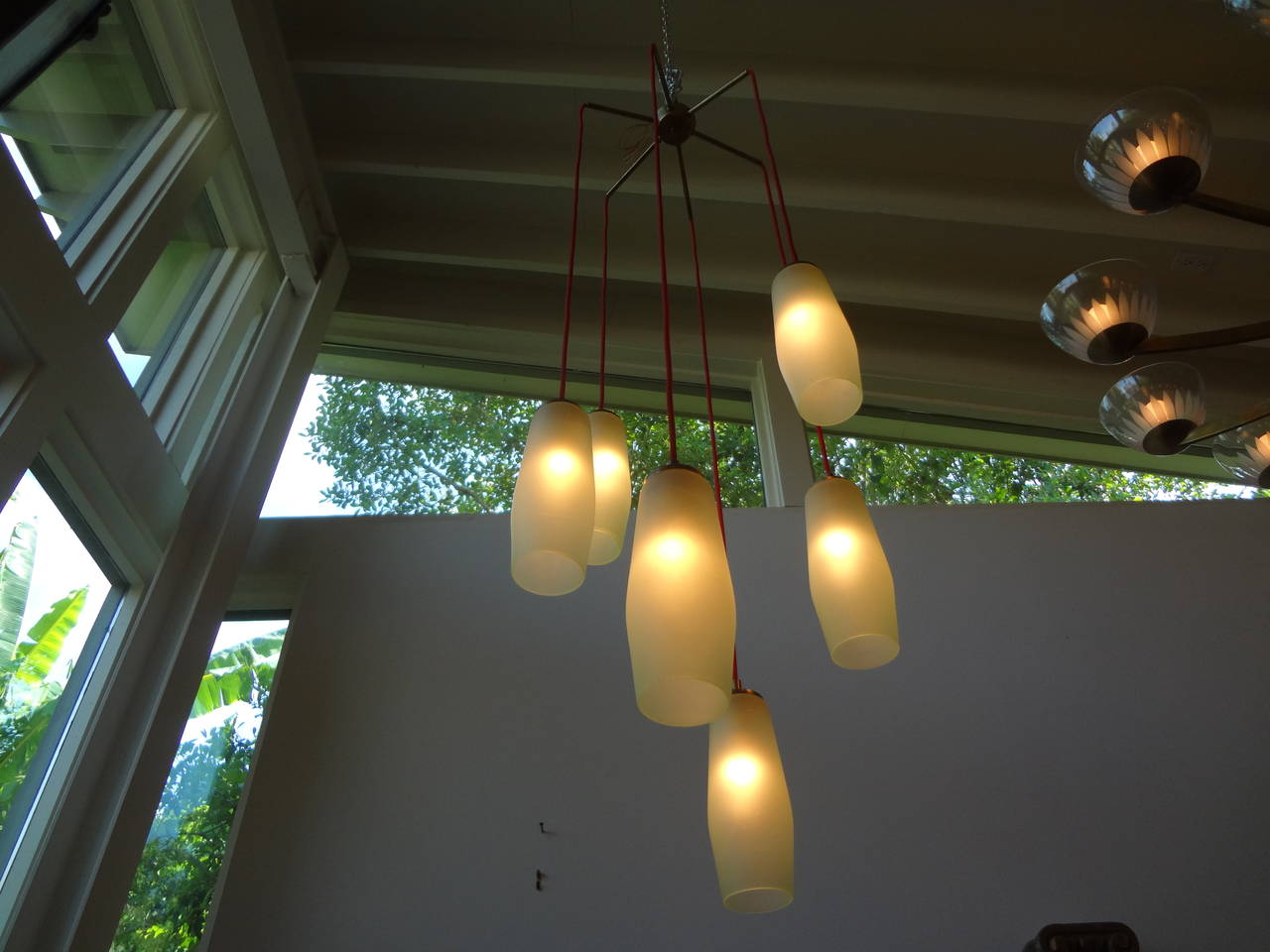 Italian Mid-Century Modern Six-Light Hanging Chandelier 4