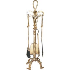 French Gilt Wrought Iron Fire Tool Set
