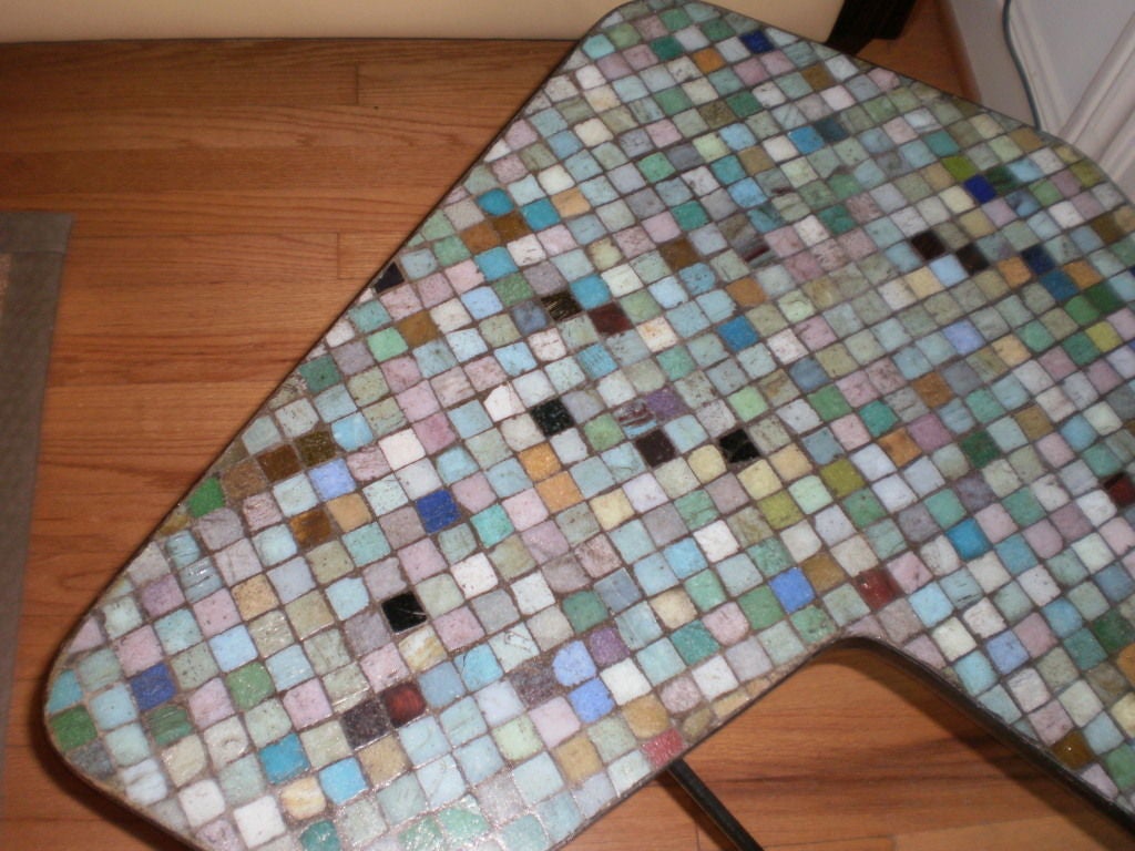 MID CENTURY IRON AND TILE COCKTAIL TABLE