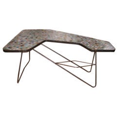 MID CENTURY IRON AND TILE COCKTAIL TABLE