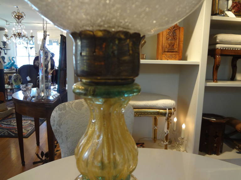 Hollywood Regency Pair of Murano Glass Lamps Attributed to Seguso For Sale