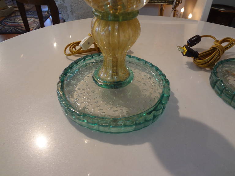 Italian Pair of Murano Glass Lamps Attributed to Seguso For Sale