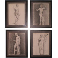 Group of French Framed Academic Black And White Drawings 6