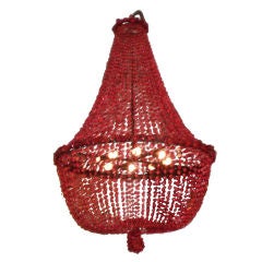 MONUMENTAL HAND BEADED CORAL CHANDELIER