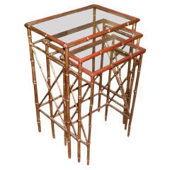 TRIO OF "BAMBOO" NESTING TABLES