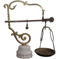 ITALIAN MARBLE, BRONZE AND IRON BAKERS SCALE