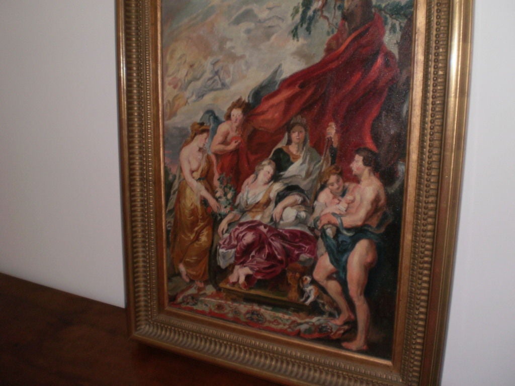 20th Century Antique Framed French Oil Painting On Canvas