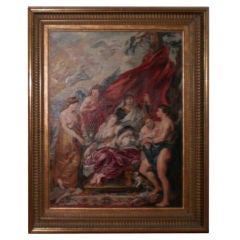 Antique Framed French Oil Painting On Canvas